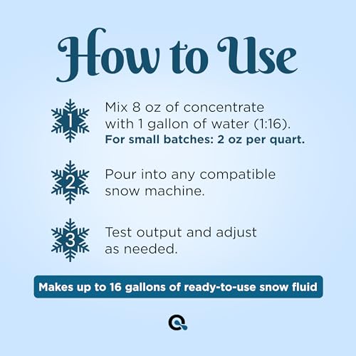 AquaDoc Snow Machine Fluid - Ultra Dry Snowmaker Liquid, 128 oz | Concentrated Formula Creates Fluffy Realistic Flakes Indoors And Outdoors