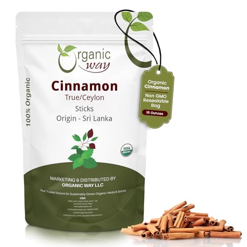 Organic Way True Ceylon Cinnamon Sticks - Origin - Sri Lanka (16 Ounce)