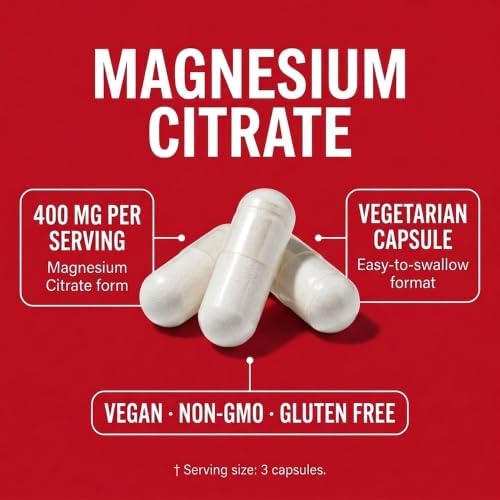 Olympian Labs Magnesium Citrate 400mg - 300 Capsules - Easy Absorbable, Supporting Healthy Bones, Healthy Heart and Calcium Absorption