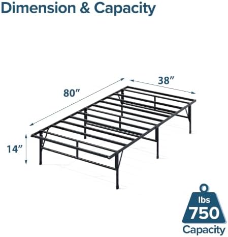 ZINUS SmartBase Compack Mattress Foundation, 14 Inch Metal Bed Frame, No Box Spring Needed, Sturdy Steel Slat Support, Full