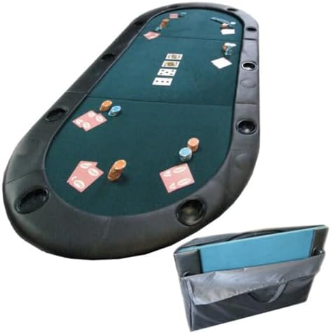 Foldable Poker Table Top - Water-Resistant Folding Mat with Cupholders and Padded Edges - Seats up to 10 People by Trademark Poker (Green)