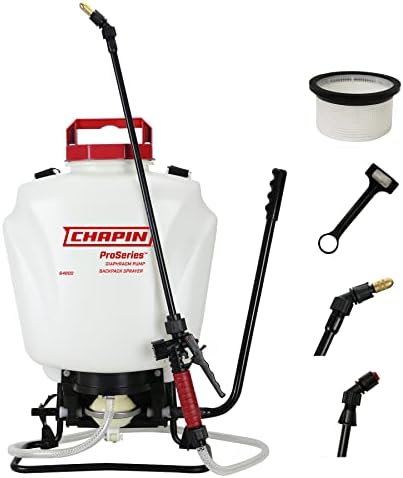 Chapin International 64800 4-Gallon ProSeries Liquid and Wettable Powder Diaphragm Pump Backpack Sprayer for Fertilizer, Herbicides and Pesticides
