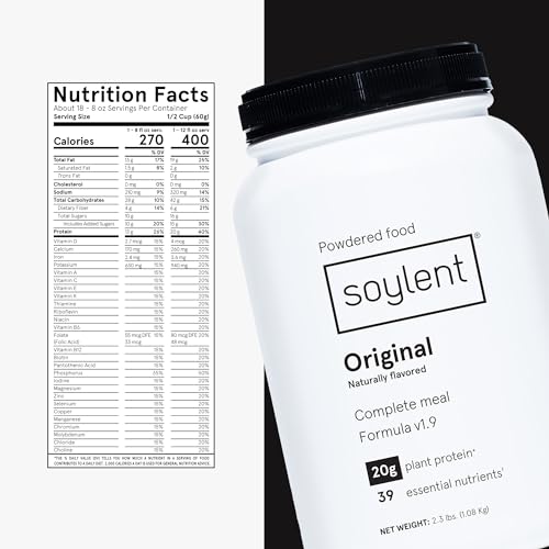 Soylent Complete Nutrition Gluten-Free Vegan Protein Meal Replacement Powder, Original, 36.8 Oz