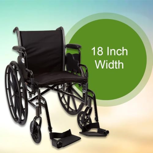 McKesson Wheelchair, Black, Desk Arms, 18 in, 1 ct | Swing Away ft Leg Rest, Desk Length Arms Flip Back, Seat