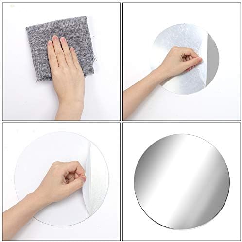 Aneco Acrylic Round Mirrors Non Glass Round Mirror Plate Self Adhesive Mirror Stickers for Home Wall Decor or Wedding Table Centerpiece