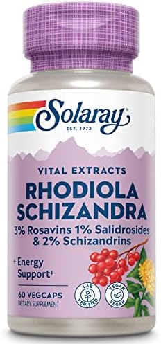 SOLARAY Rhodiola Schizandra - Rhodiola Rosea Extract - Energy Support and Occasional Stress Relief Supplement - Vegan, Lab Verified