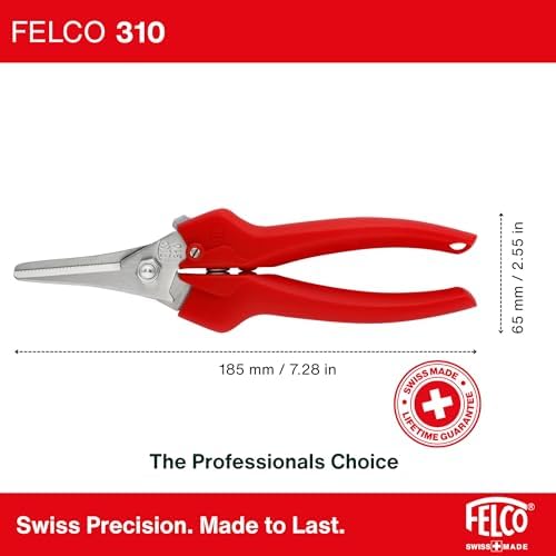 Felco F310 Pruning Snips – 7.3" Lightweight Garden Clippers for Fine Trimming & Harvesting | Pruning Shears for Gardening | Garden Snips and Pruners with Forged Aluminum Handles, Precision Tip