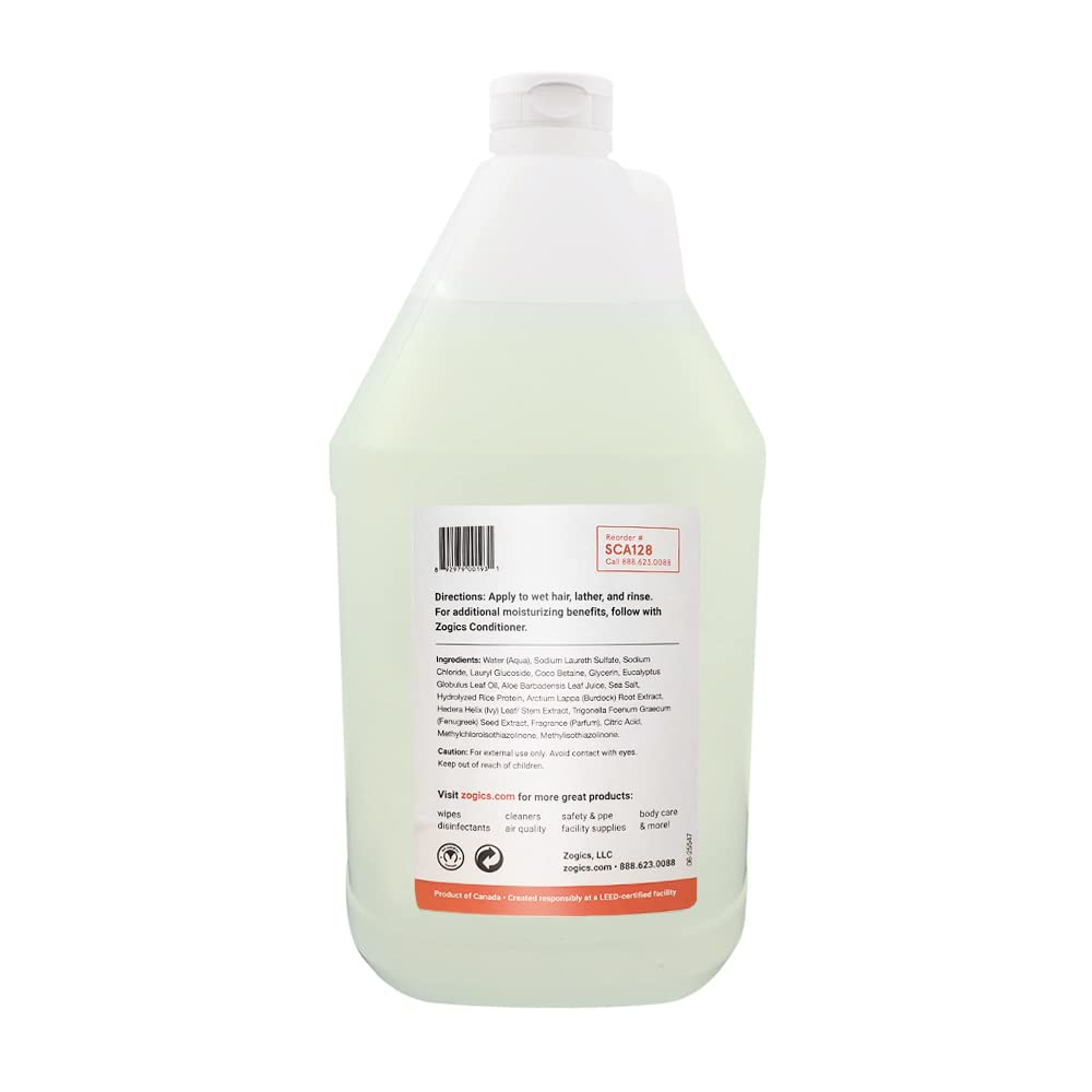 Zogics Shampoo, Citrus and Aloe, 4 Gallon Case | Plant-based formula cleans, nourishes and hydrates hair, for fitness centers, spas, health clubs, facilities and homes