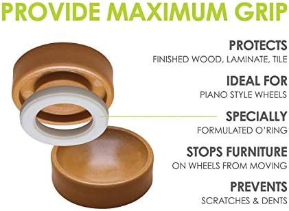 Slipstick CB605 Small Furniture Wheel Caster Cups/Floor Protectors with Non Skid Rubber Grip (Set of 4 Non Slip Furniture Cups) 1-3/4 Inch Round - Chocolate Brown