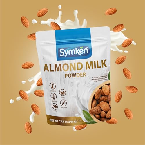 SYMKEN Almond Milk Powder 17.6 Oz (500g) | Pure Almond | No added sugar | Vegan | Gluten free | Lactose free | Non-GMO | Non-Dairy | Vegan protein