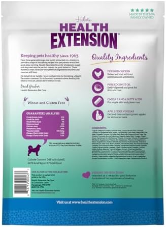 Health Extension Heart-Shaped Crunchy Biscuits, 12oz (340g) – Chicken Flavor, GMO-Free Dog Training Treats for Small Breeds