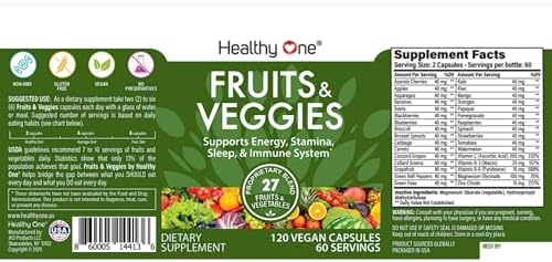 Healthy Fruits & Veggies, 27-in-1 Formula, GLP1 Support, Superfoods - 150ct | Immun & GLP1 Support, 1 Serving = 3 Servings Fruits & Vegetables, Energy & Focus, High Fiber, Antioxidants, Kid Safe