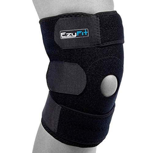 EzyFit Knee Brace Support Dual Stabilizers & Open Patella - Adjustable Breathable Neoprene for ACL Meniscus Tear Injury Recovery Comfort