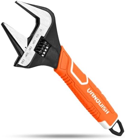 VANQUISH 12 Inch Adjustable Wrench, 2-3/8” Wide Jaw Opening Plumbing Wrench, CR-V Steel, SAE and Metric Scale Marked, With Comfort Grip Handle and Hanging Hole (3154)