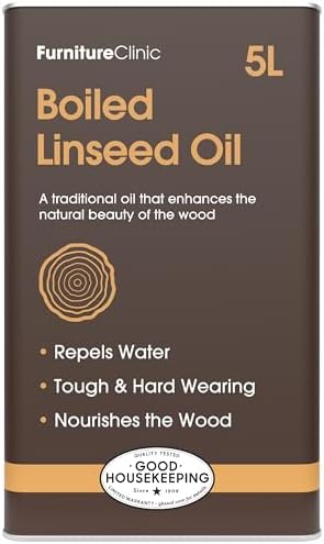 Furniture Clinic Boiled Linseed Oil | 500ml / 17 Fl Oz | Refined Oil for Wood Furniture, Stone & Metal | Fast Drying Glossy Finish | Restore & Protect | for Tables, Cabinets, Handles, & More
