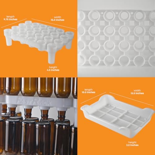 FASTFERMENT - 24-Bottle Drying Rack & Tray| Bottle Drying Tree Alternative | Dry & Store Your Wine or Bomber/Belgian Bottles | 2-Stackable Racks
