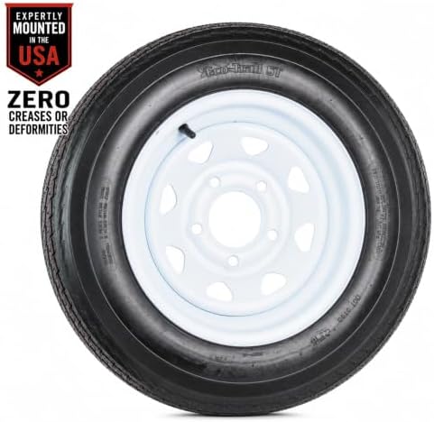 eCustomrim 2-Pack Trailer Tire Rim Assembly 4.80-12 480-12 4.80 5 Lug White | 12 Inch 5 Bolt on 4.5 Inch Center, Load Range B 4 Ply Tire
