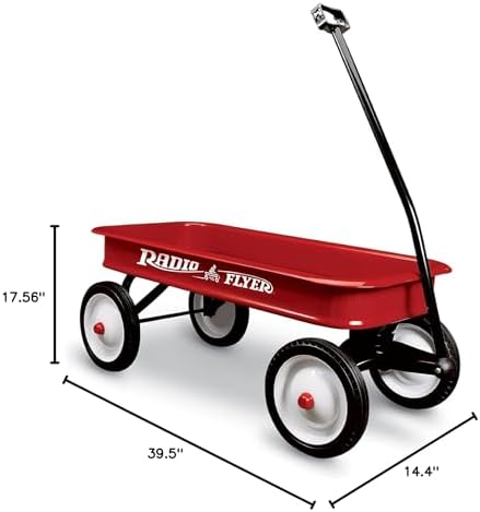 Radio Flyer Classic Red Wagon, for Kids 1.5+, Wagon for Kids or Cargo | All-Steel Body with No-Scratch Edges, 10” Rubber Tires