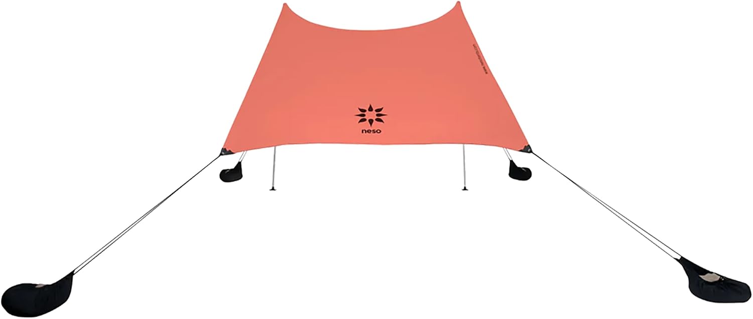 Neso Portable Beach Tent Sun Shelter with Sand Anchor - Lightweight Beach Shade Canopy - Easy Setup for Family Outings - Patented Reinforced Corners - UPF 50+ Sun Protection - 7 x 7ft - White