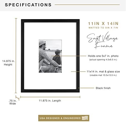 MCS East Village Picture Frame, 18x18 Matted to 12x12, Black, 2-Pack