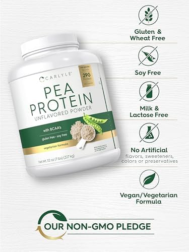 Carlyle Pea Protein Isolate Powder | 7lb | Unflavored | 29G Per Serving | Vegetarian, Non-GMO, Gluten, and Soy-Free