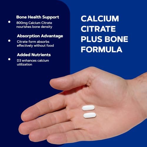 GNC Calcium Citrate Plus 800mg, 180 Caplets, 45 Servings