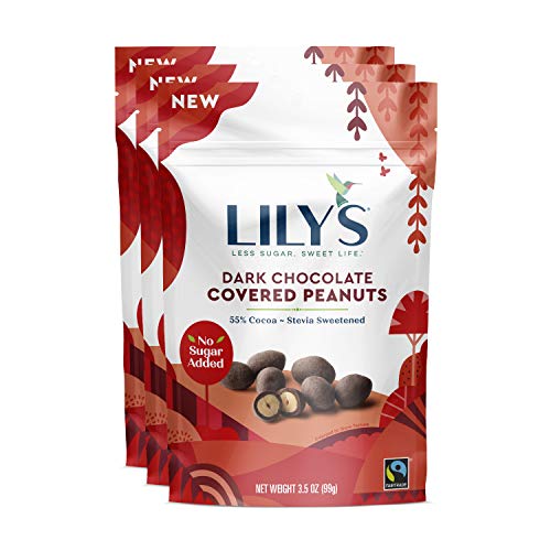 LILY'S Dark Chocolate Style No Sugar Added Covered Almonds Bag, 3.5 oz