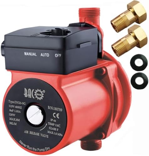 BACOENG Hot Water Recirculating Pump, Stainless Steel Head, Circulation Pump NPT 3/4", 3-Speed Control, Circulating Pump for Water Heater System