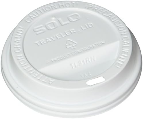 SOLO Cup White Traveler Drink-Thru Lid. Fits 10 Ounce Squat and 12, 16, 20 and 24 Ounce Solo Brand Hot Beverage Cups. 100 Pack