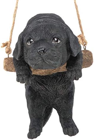 Design Toscano Labrador Retriever Dog Indoor/Outdoor Garden Statue, 9 Inch Wide, 15 Inch Tall, Cast Stone Resin, Black Painted Finish