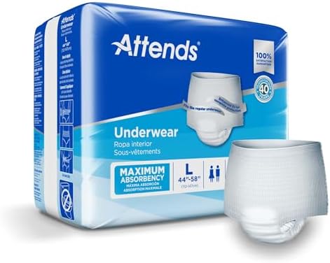 Attends Adult Absorbent Underwear, Medium, AP0720, Maximum, 80 ct | Disposable Pull-On Diapers with Tear-Away Sides and Breathable Waistband