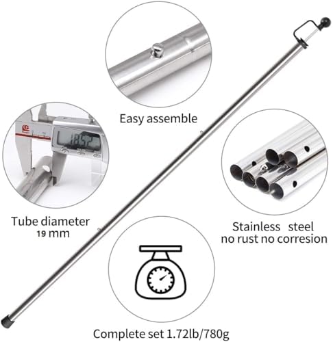 SANLIKE 2 Sets Tarp Poles 95in Telescoping Stainless Steel Tent Poles