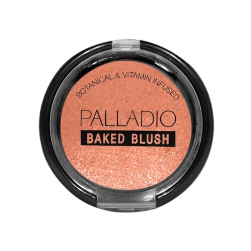 Palladio Baked Blush, Highly Pigmented Shimmery Formula, Easy to Blend and Highly Buildable, Apply Dry for a Natural Glow or Wet for a Dramatic Luminous Look, Long Lasting for All day Wear, Berry