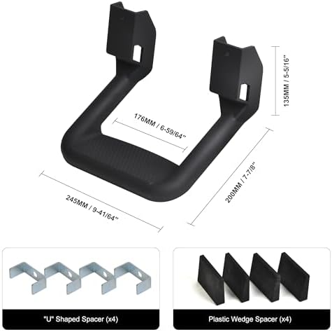 2 Pieces (1 Pair) Black Powder Coated Truck Side Step Set, Includes Mounting Brackets - Fits Various Trucks Compatible for Chevy (Chevrolet), Ford
