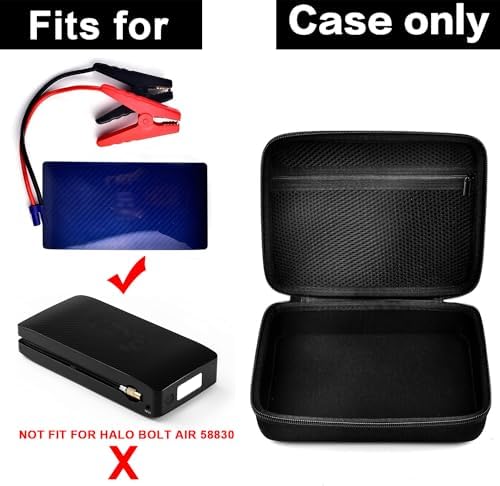 Comecase Case for HALO Bolt 58830/57720 mWh Charger and Jump Starter | Hard EVA and Mesh Pocket Protect and Organize AC Plug, Car Charger and Cables