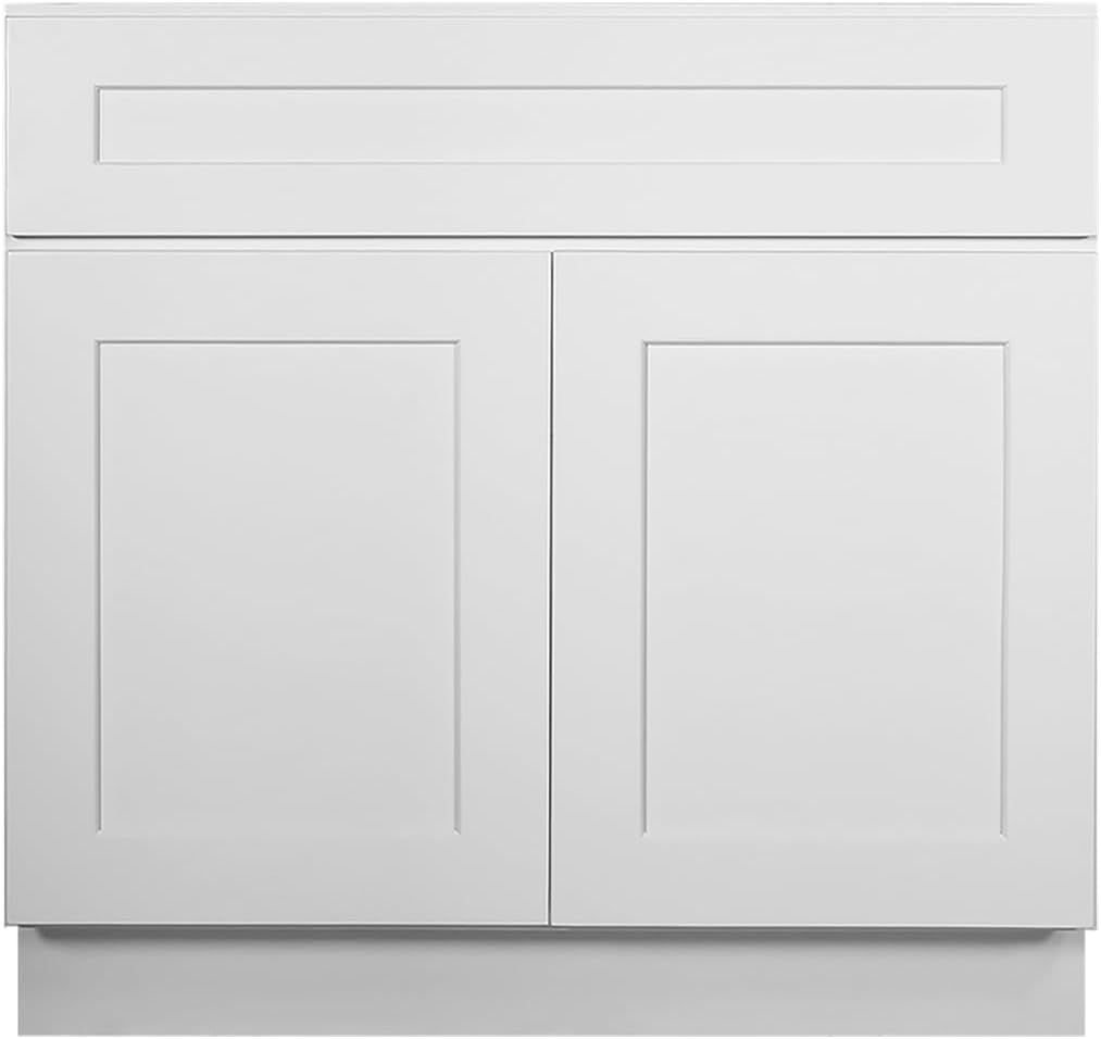 Design House Brookings Kitchen Sink Base Cabinet, 36", White | Floor Mount, Contemporary/Modern, Wood, Kitchen, 561498