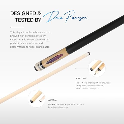 PEARSON Cues League Series Pool Cue Stick Maple Wood Billiard Cue with Leather Grip, Stainless Steel Joint