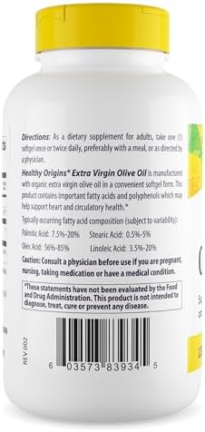 Healthy Origins Extra Virgin Olive Oil 1,250 mg, 120 Softgels