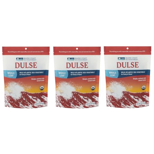 Maine Coast Sea Vegetables Organic Dulse Whole Leaf Bag, Nutritious Food & Seaweed Snacks, Rich in Iodine, North Atlantic Harvest, Great for Salads