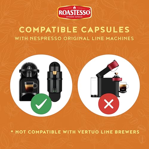 Roastesso, Aluminum Espresso Capsules, Flavors Variety Pack, Natural Flavored Coffee Pods with French Vanilla, Caramel, Chocolate & Hazelnut