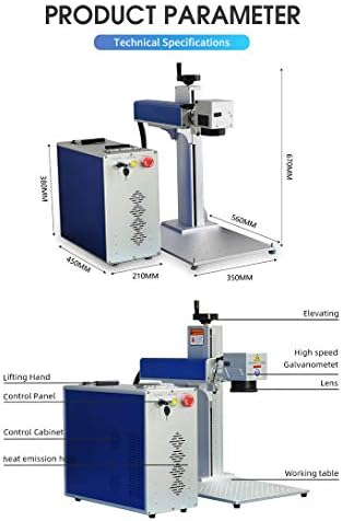 100W Fiber Laser Marking Machine for Metal Engraving Machine 100W 300×300mm with 80mm Rotary Device JPT MOPA Fiber Laser Engraver Rotary Class 1