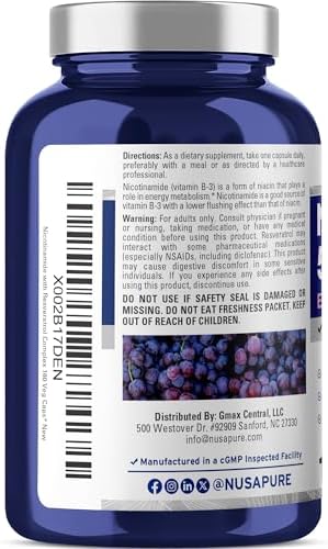Nicotinamide & Vitamin B-3, Non-GMO, Vegan, 500mg, 180 Caps - 180 Servings