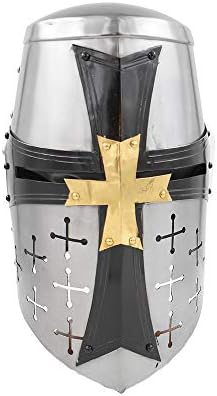 Medieval Warrior Templar Crusader Knights Helmet Wearable for Adult Medieval Costumes