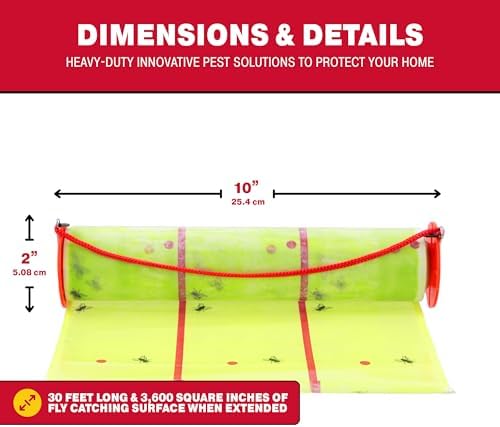 Catchmaster Giant Fly Glue Trap 3-Pack 30 Feet Each, Adhesive Fly Traps Outdoor, Sticky Bug Catcher, Bulk Flying Insect Paper Roll