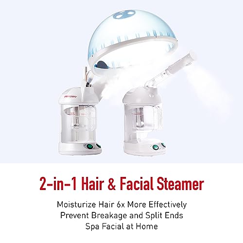 Red Pro Hair Therapy 2-in-1 Hair Steamer & Facial Steamer for Hydration Deep Cleaning, Designed for Personal Care at Home or Spa & Salon
