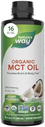 Nature's Way Organic MCT Oil, Brain and Body Fuel*, Keto & Paleo, 16 Fl Oz | Liquid Coconut MCT Oil with C8 Caprylic & C10 Capric Acids, 14 g Medium Chain Triglycerides per Serving, Non-GMO