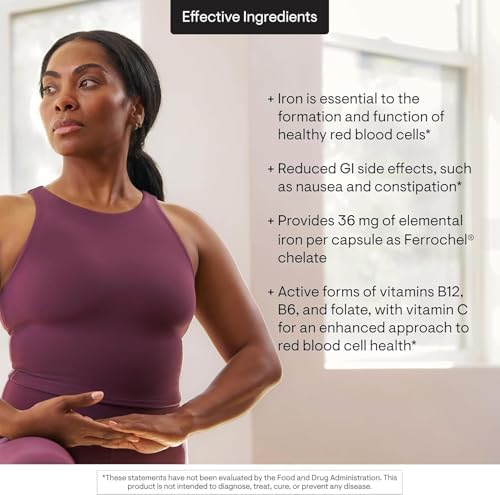 THORNE Advanced Iron Complex, Chelated Iron Supplement, 60 Capsules | Elemental Iron, Folate, B and C Vitamins for Optimal Absorption
