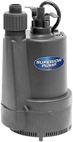 Superior Pump 91570 3300GPH Thermoplastic Submersible Utility Pump with 10-Foot Cord, 1/2 HP