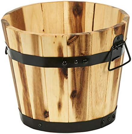 Wood Barrel Planter 11"X9" (2646A)