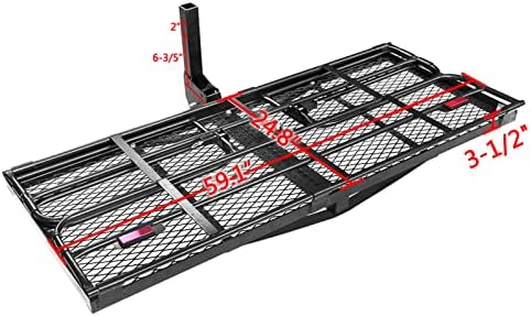 500 Lbs Heavy Duty Hitch Mount Cargo Carrier 60" x 24" x 14.4" Folding Cargo Rack Rear Luggage Basket Fits 2" Receiver for Car SUV Camping Traveling